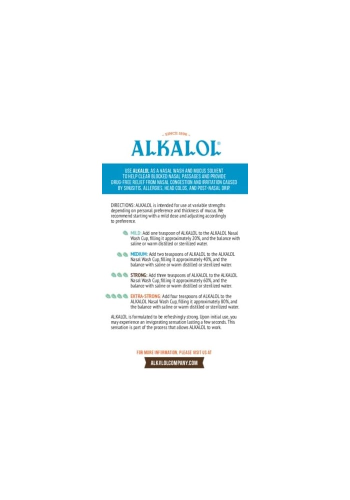 Alkalol - A Natural Soothing Nasal Wash, Mucus Solvent and Cleaner Kit - with Cup, 16-oz. - Image 5